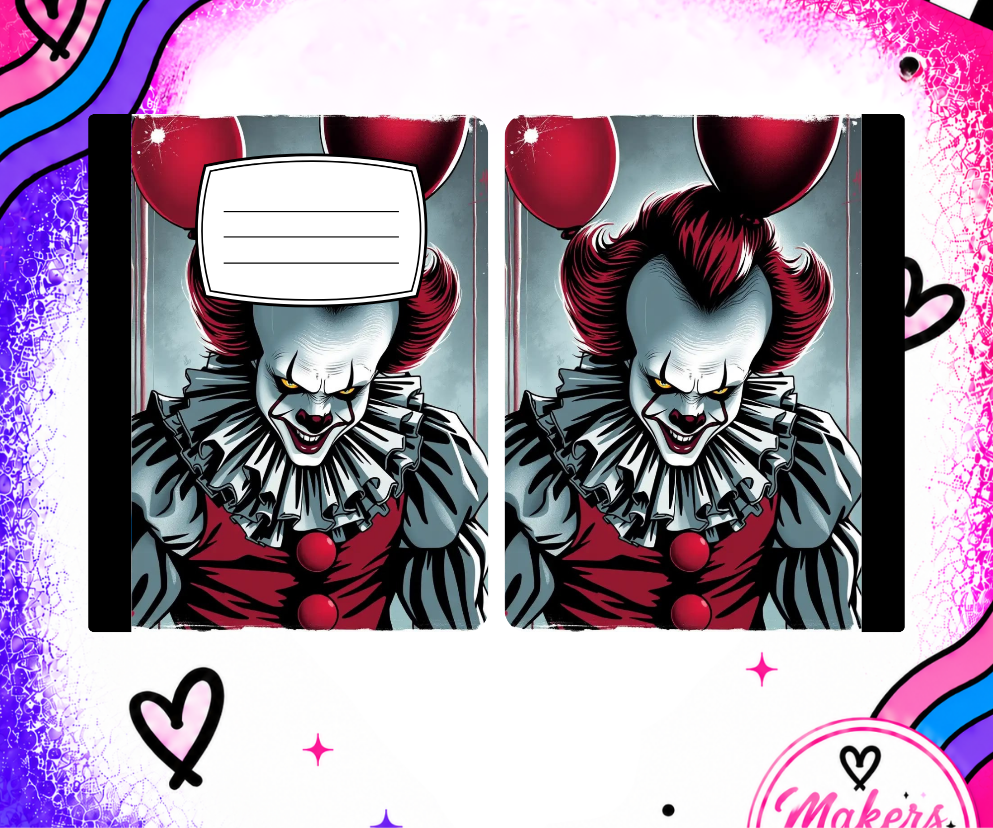 Scary clown notebook cover