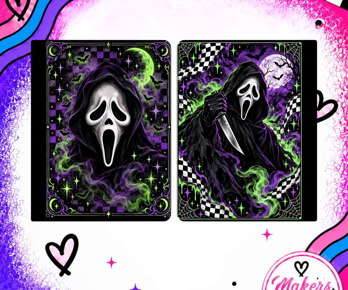 GHOST FACE GREEN AND PURPLE CHECKERED Notebook cover
