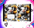 BLACK AND WHITE PIG WITH SUN FLOWER Notebook cover