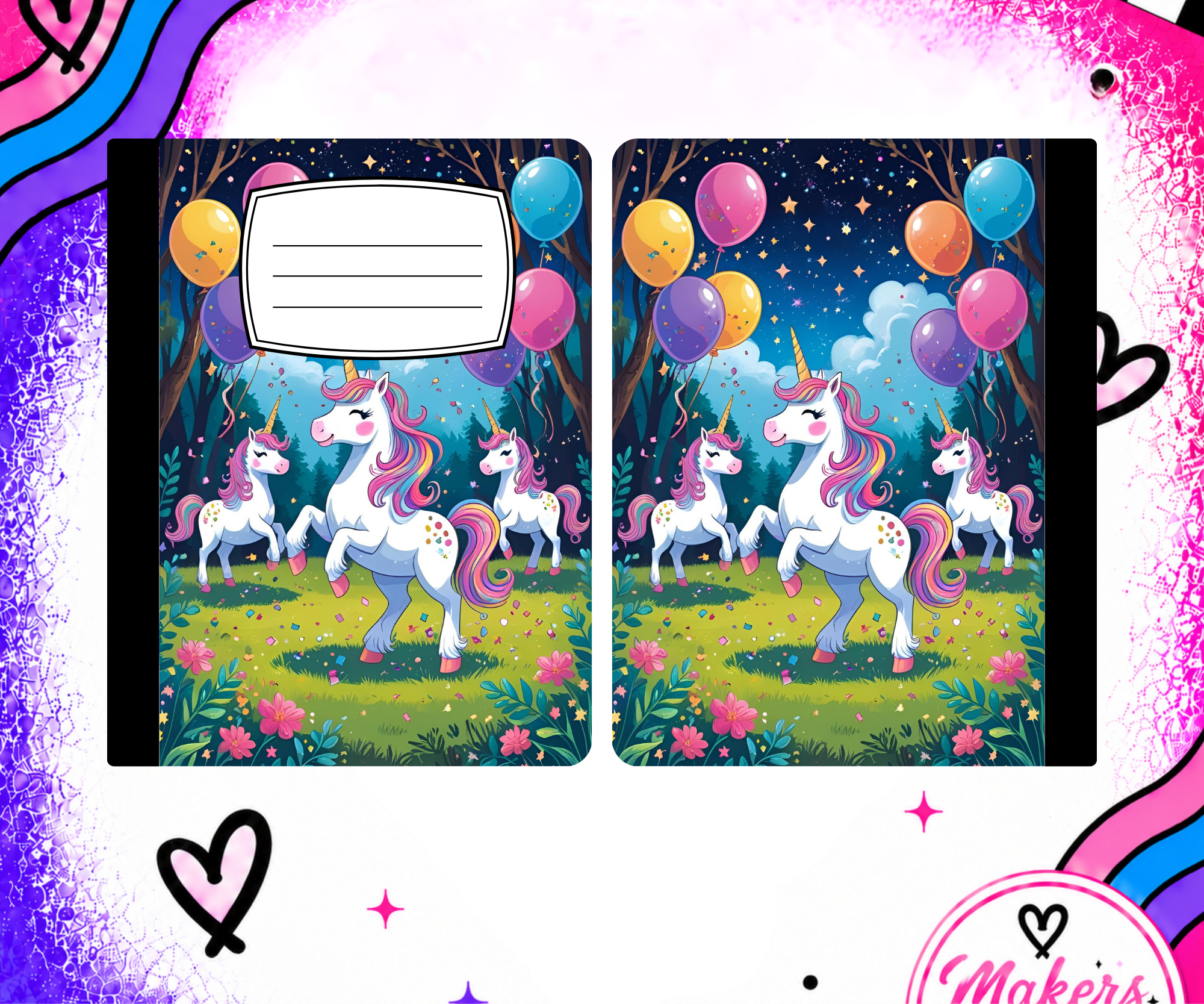 3 UNICORNS Notebook cover