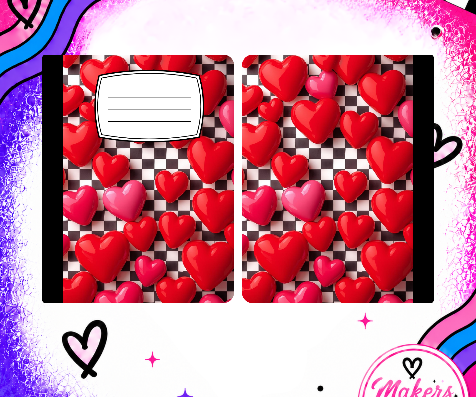 HEARTS ON CHECKERED Notebook cover
