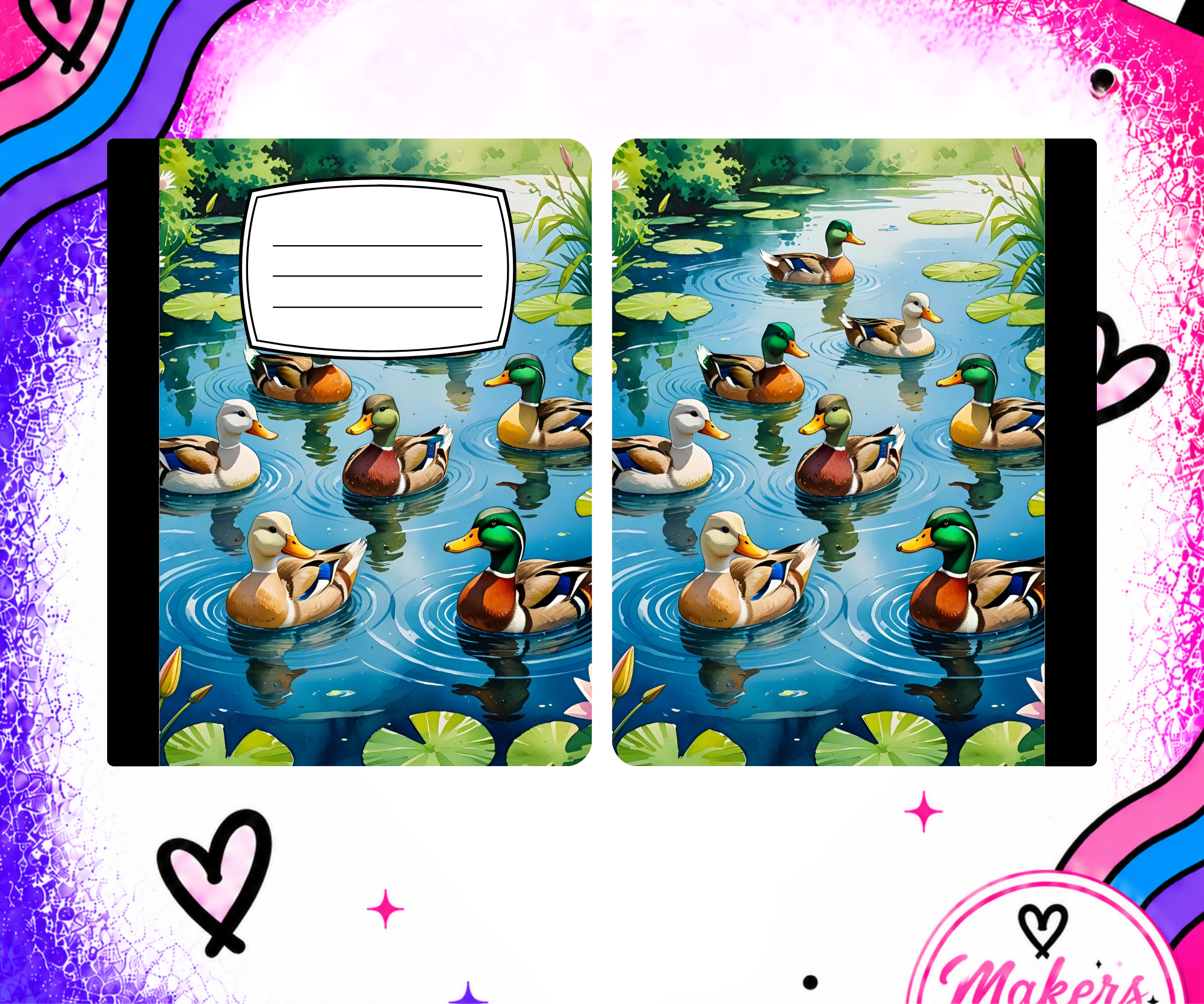 DUCKS ON POND Notebook cover