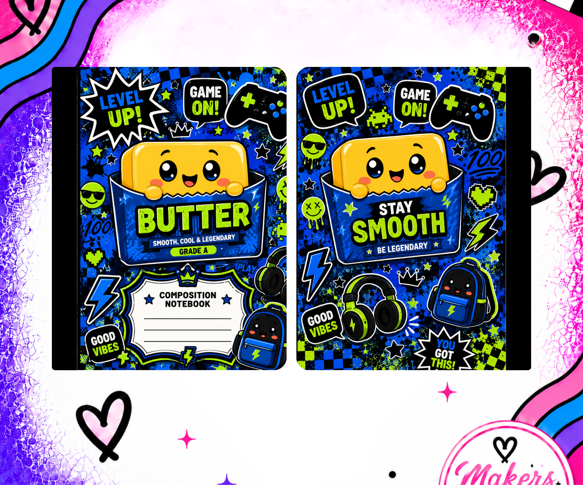 Blue Gamer Butter Notebook cover