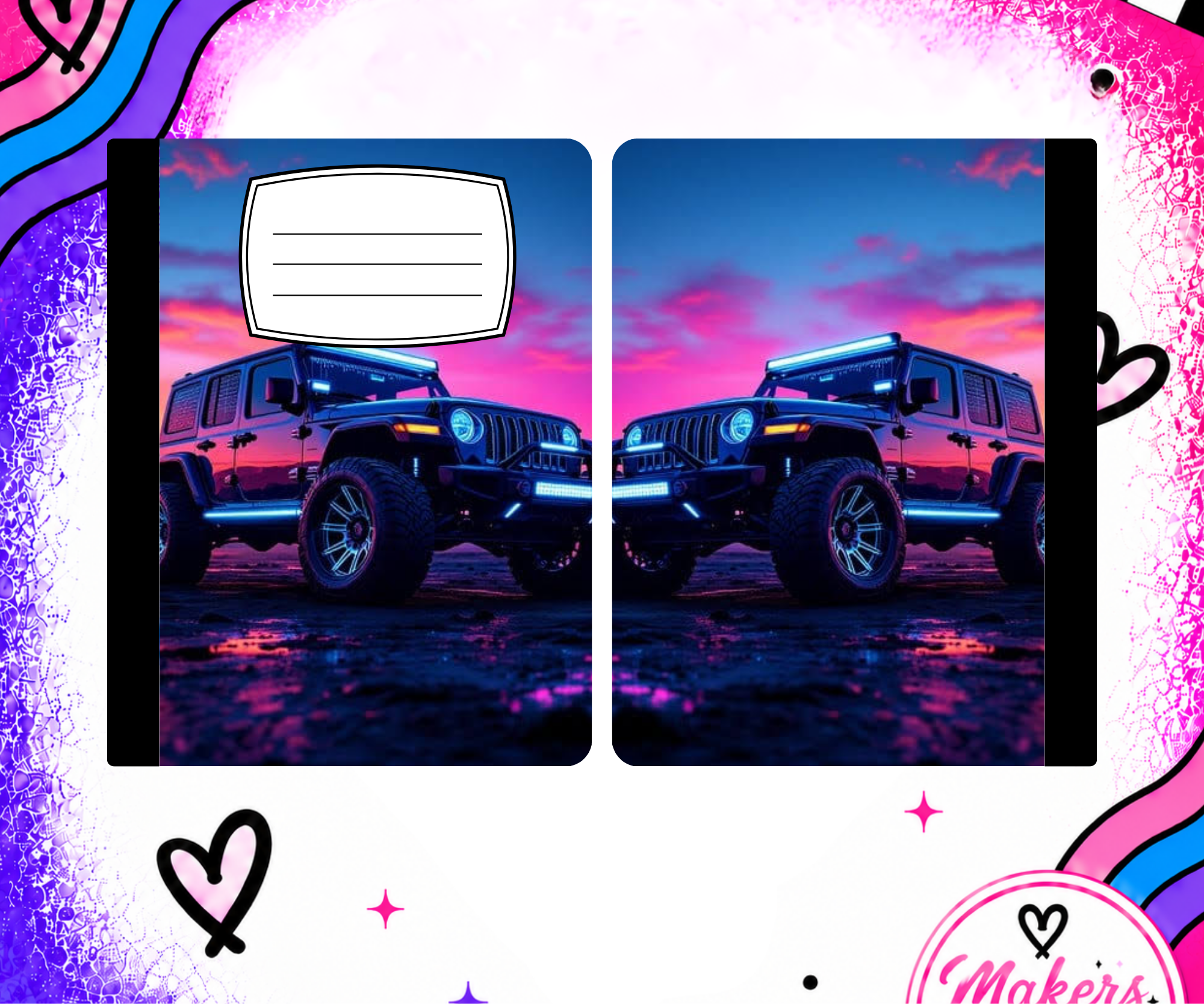 PINK JEEEP notebook cover