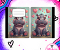 HIPPO AND HEARTS notebook cover