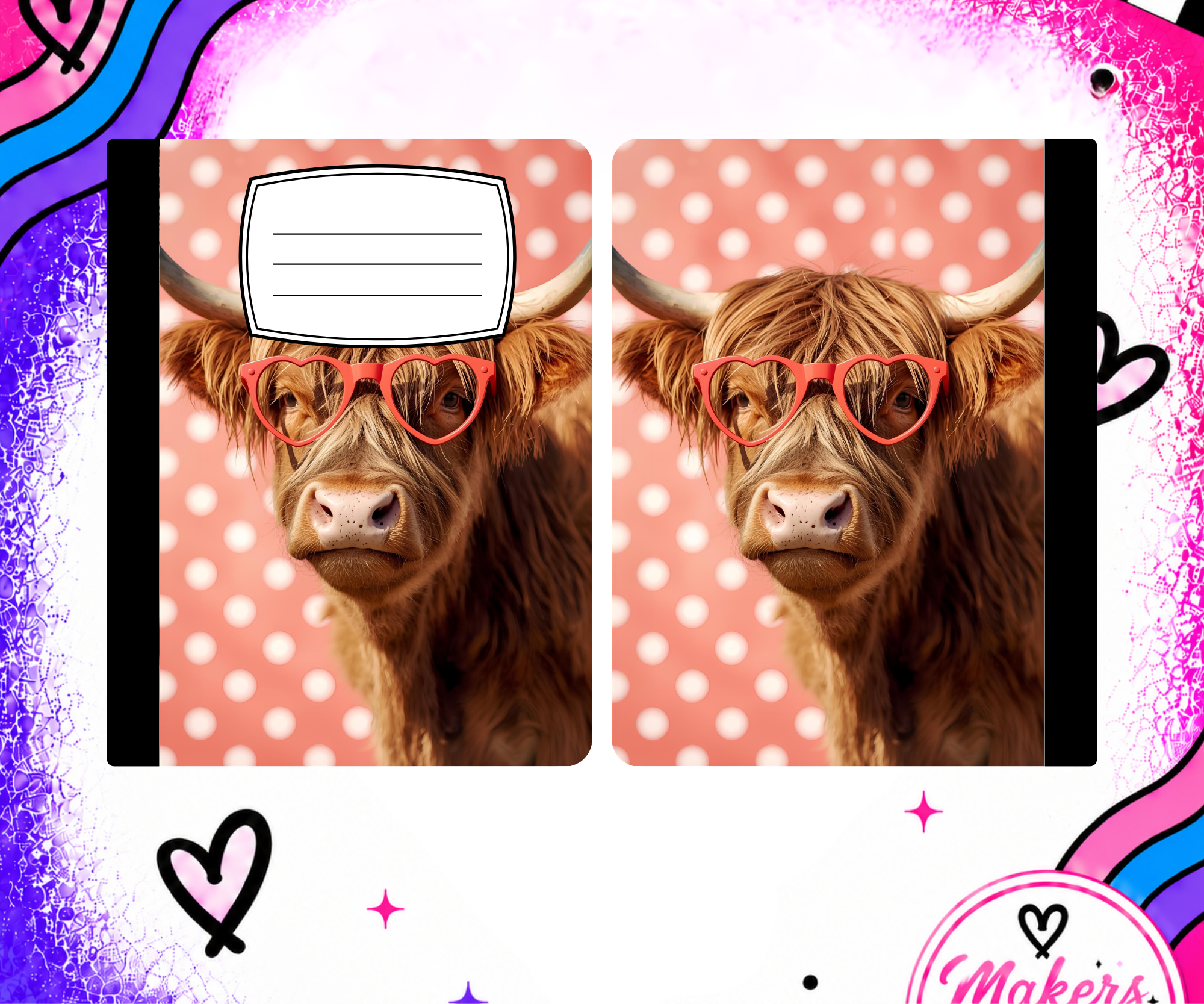HIGHLAND WITH GLASSES notebook cover