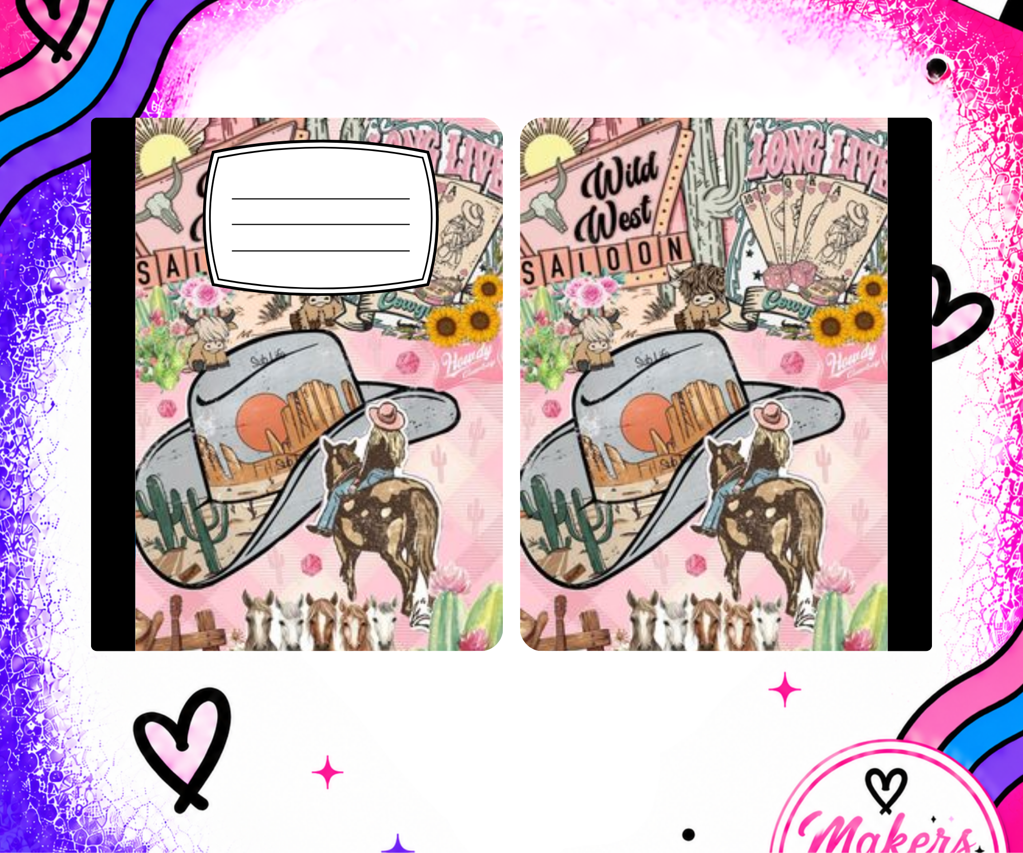 PINK COW GIRL notebook cover