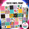 BACK TO SCHOOL PATCHWORK TEAL Vinyl