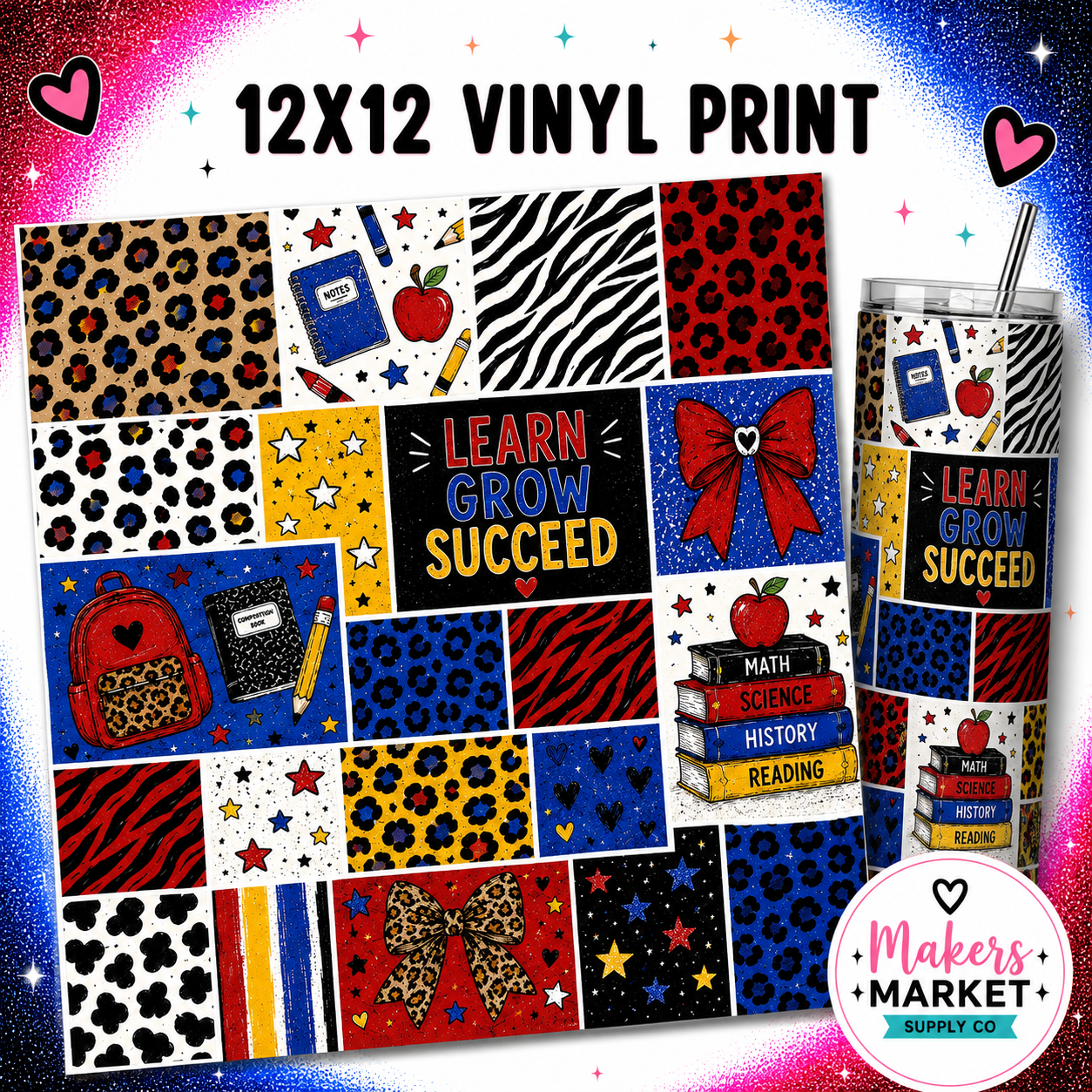 PRIMARY COLORS BACK TO SCHOOL  PATCHWORK  Vinyl