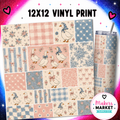 PINK AND BLUE GEESE PATCHWORK  Vinyl