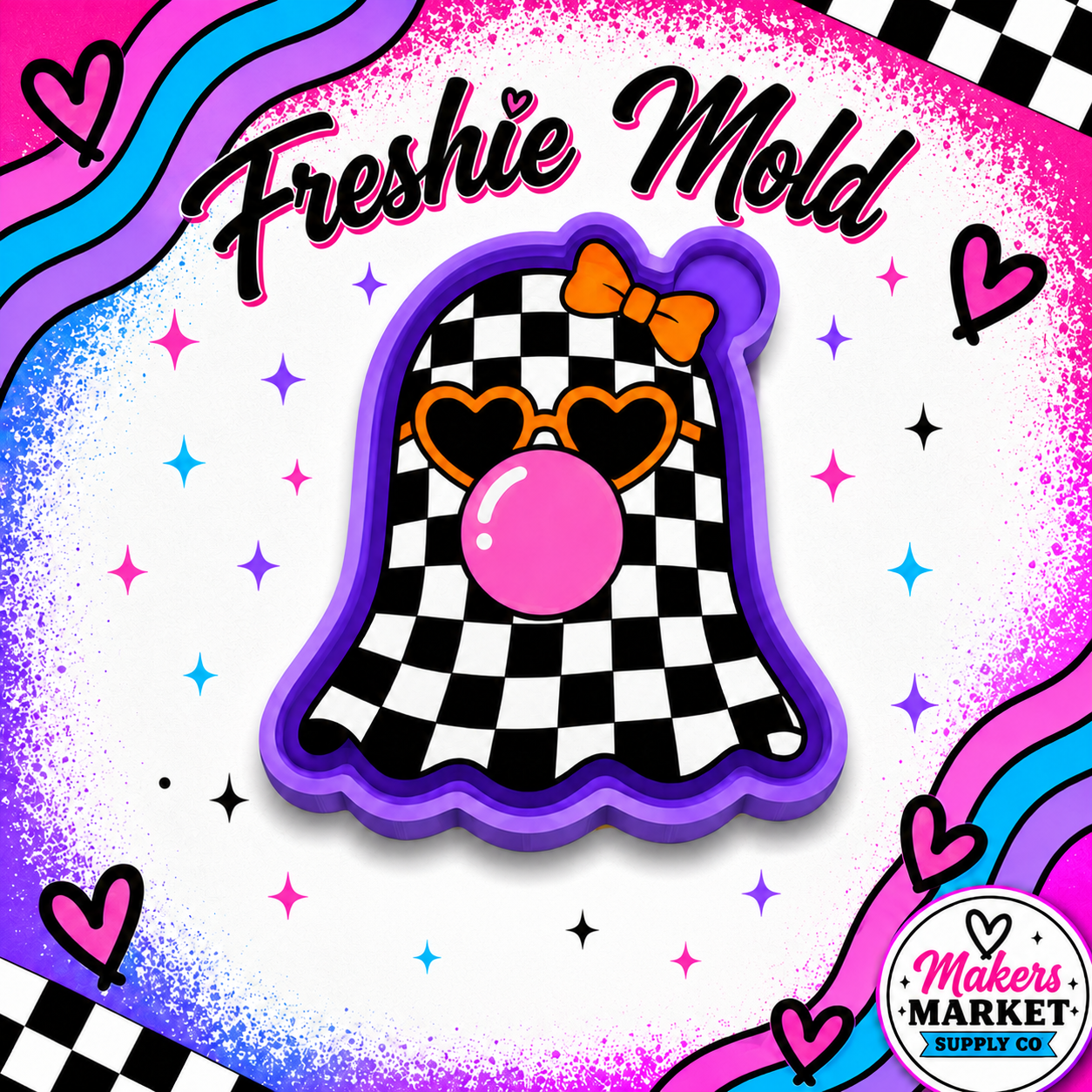 CHECKERED BUBBLE GUM GHOST FRESHIE MOLD