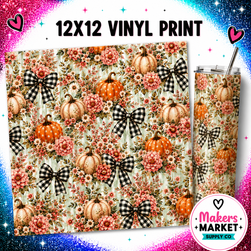 plaid bow with pumpkins Vinyl