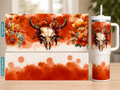 Orange bull skull 40oz wrap