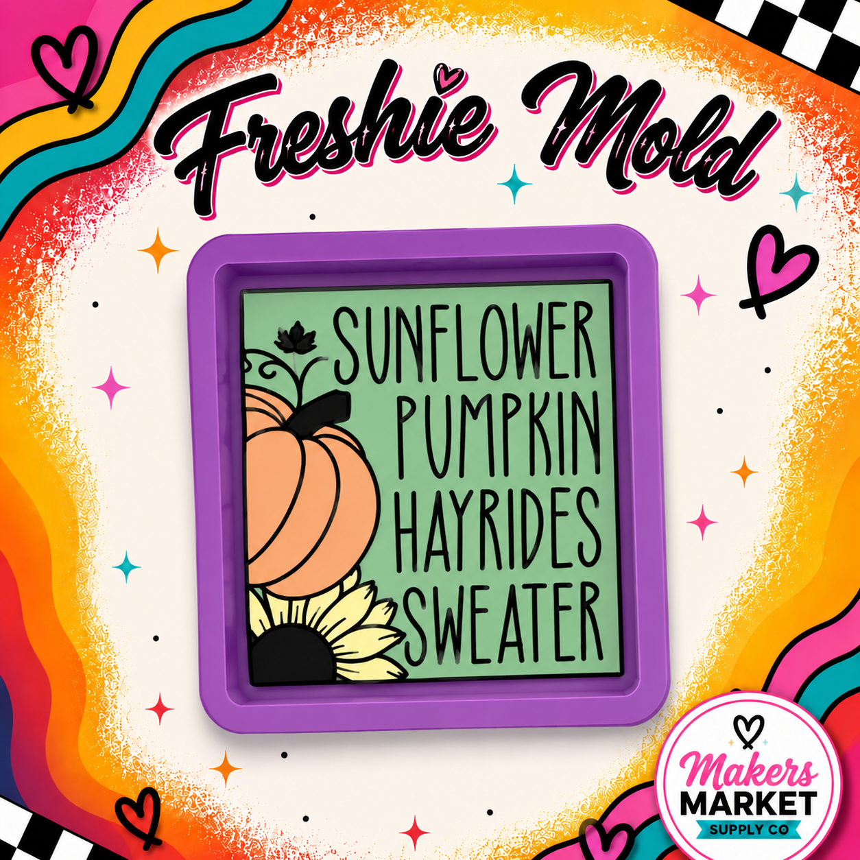 SUNFLOWER PUMPKIN HAYRIDES SWEARTER FRESHIE MOLD
