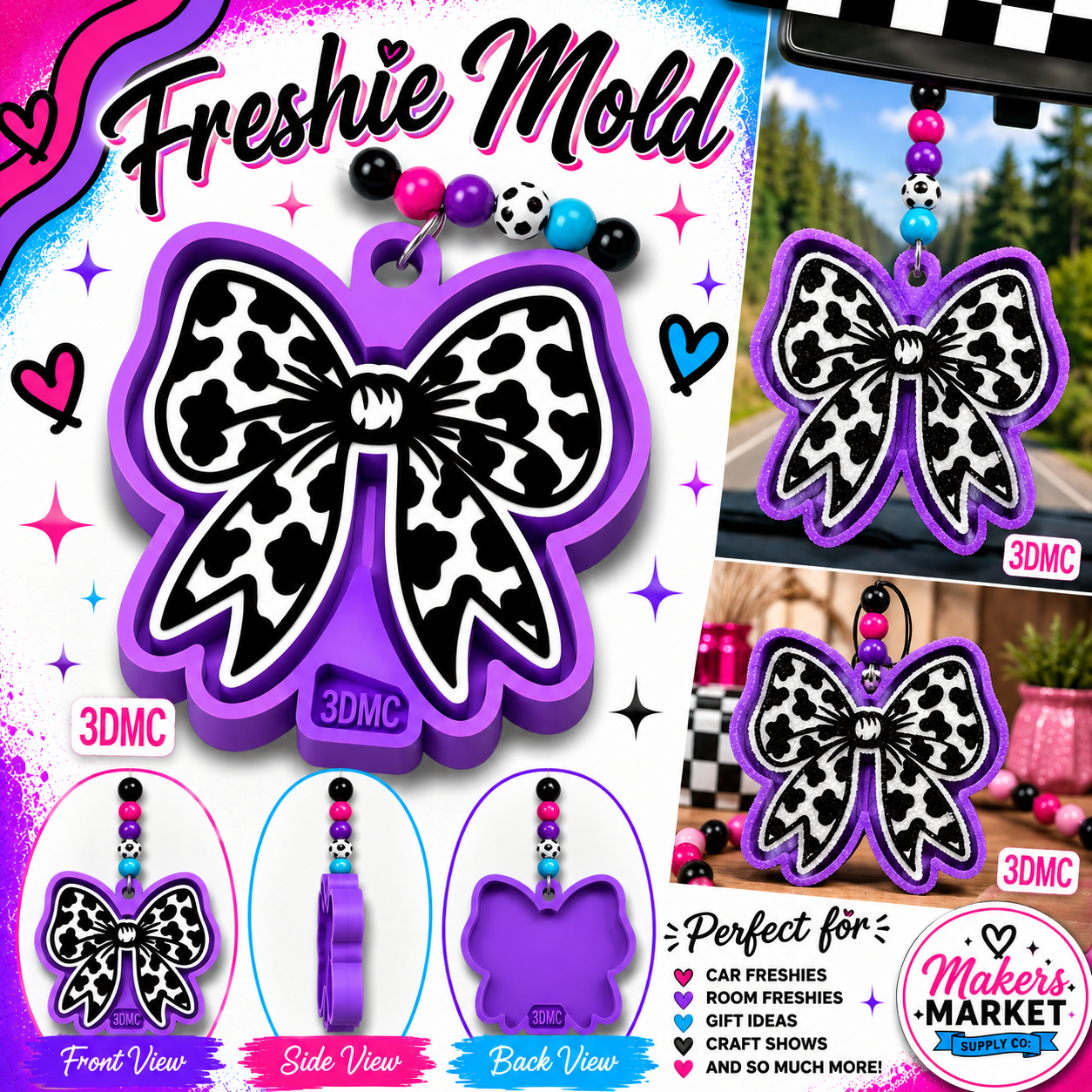 COW PRINT BOW FRESHIE MOLD