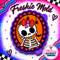 GIRL SKELLY IN FRAME WITH BOW  FRESHIE MOLD