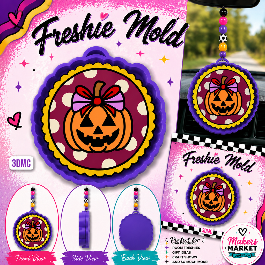 GIRL PUMPKIN WITH BOW ON DOTS FRESHIE MOLD