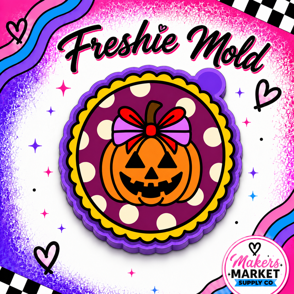 GIRL PUMPKIN WITH BOW ON DOTS FRESHIE MOLD