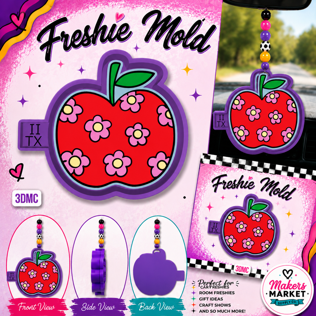 APPLE  WITH FLOWERS  FRESHIE MOLD