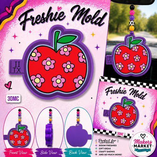 APPLE  WITH FLOWERS  FRESHIE MOLD