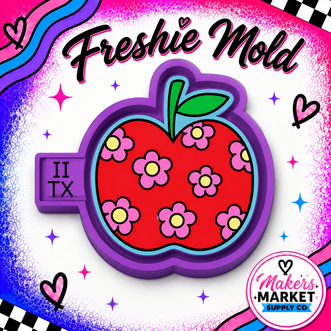 APPLE  WITH FLOWERS  FRESHIE MOLD