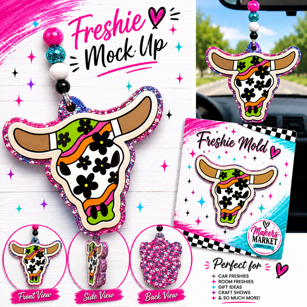 GROOVY BULL SKULL  freshie mold