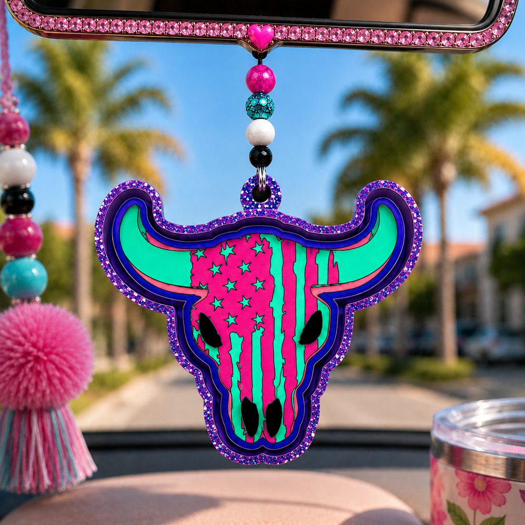 USA BULL SKULL  freshie mold