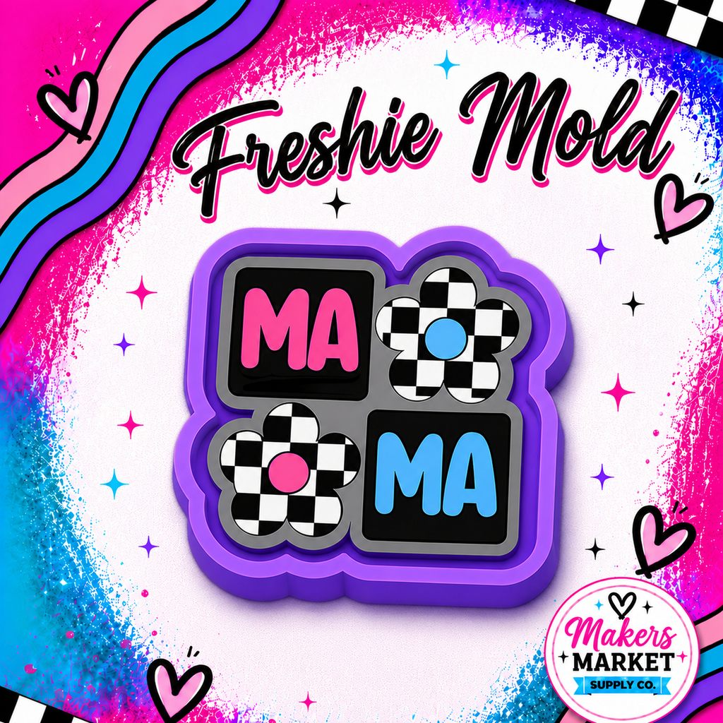 MAMA CHECKED WITH FLOWERS SQUARE FRESHIE MOLD