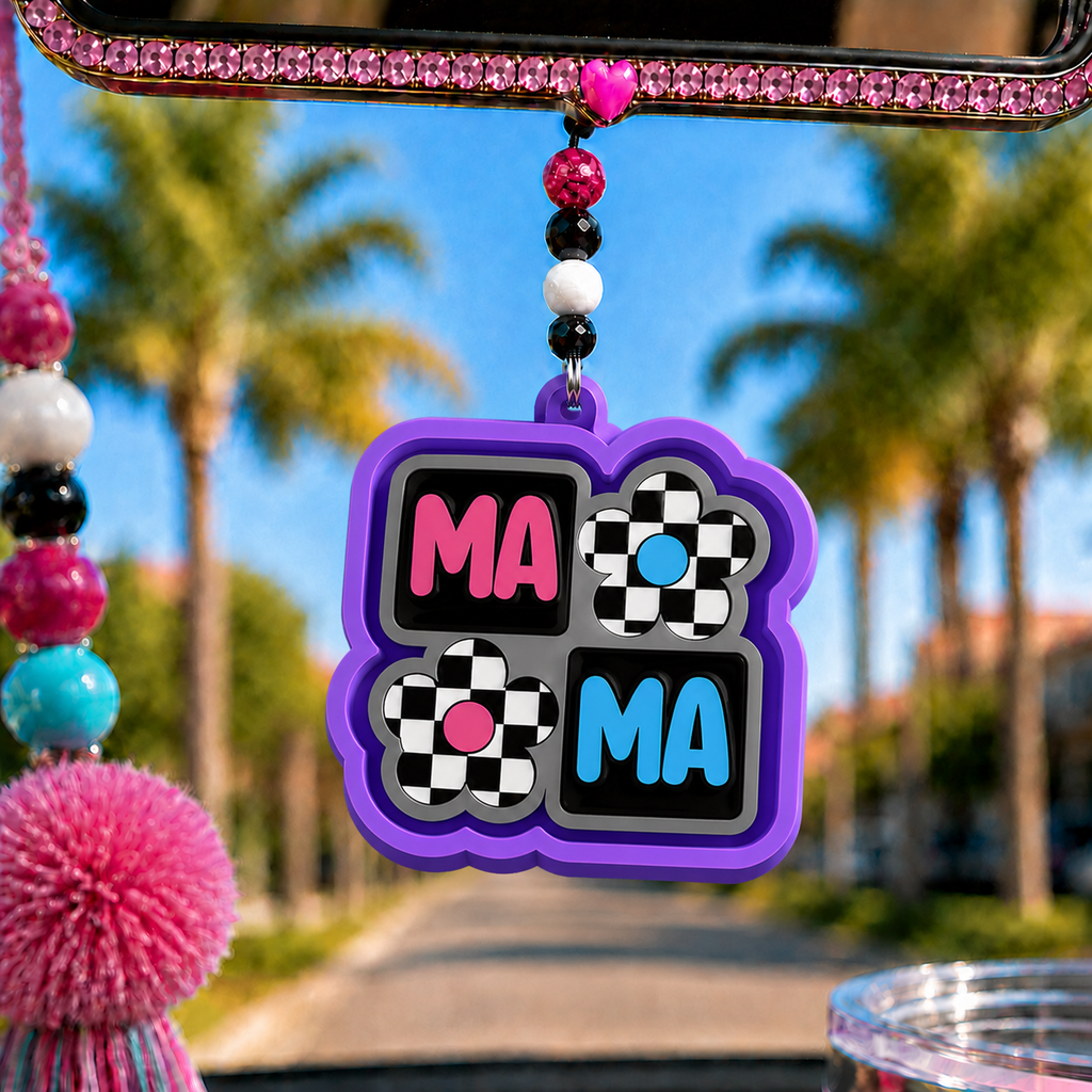 MAMA CHECKED WITH FLOWERS SQUARE FRESHIE MOLD
