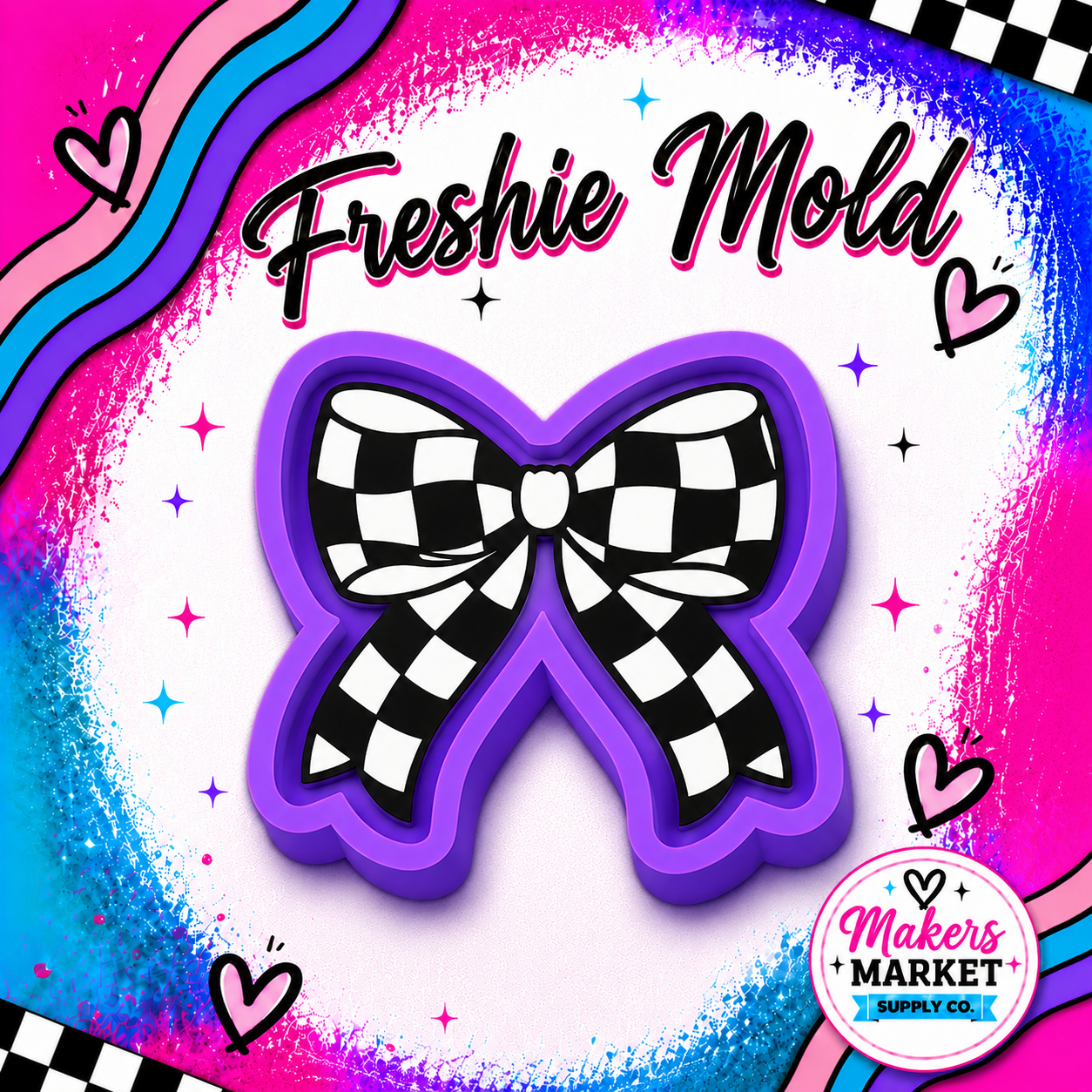 CHECKERED BOW FRESHIE MOLD