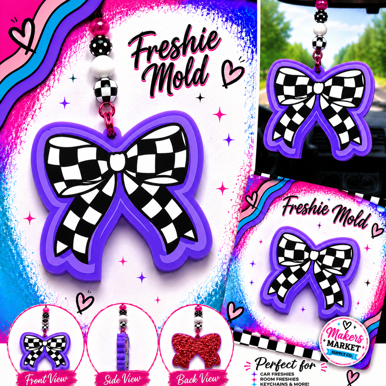 CHECKERED BOW FRESHIE MOLD