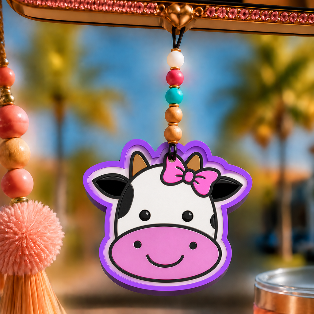 CUTE COW FACE WITH BOW FRESHIE MOLD