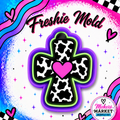 COW PRINT CROSS WITH HEART FRESHIE MOLD