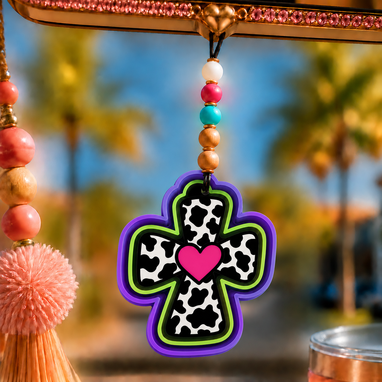 COW PRINT CROSS WITH HEART FRESHIE MOLD