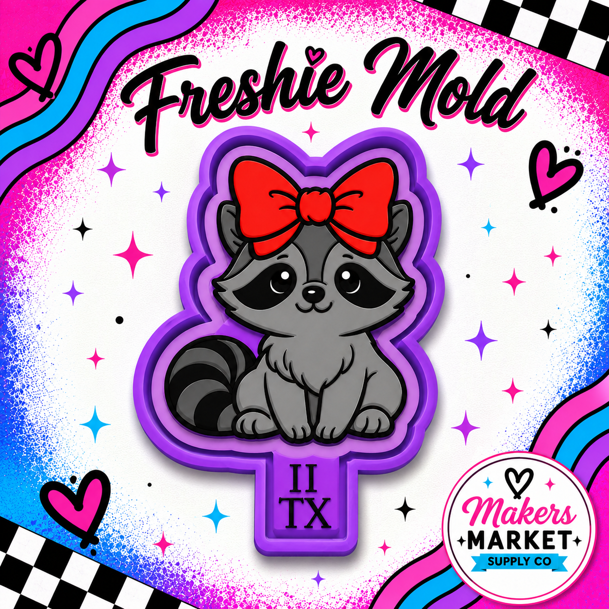 CUTE RACOON WITH BOWFRESHIE MOLD