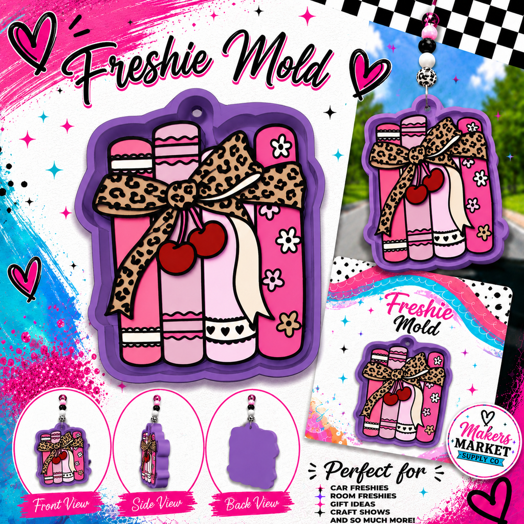 BOOKS WITH LEOPARD BOW FRESHIE MOLD