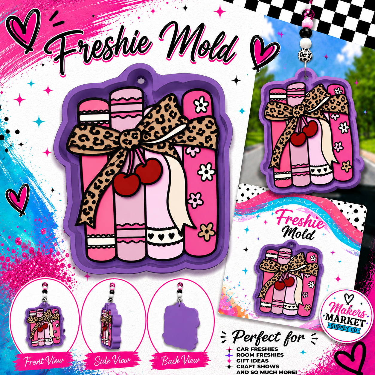 BOOKS WITH LEOPARD BOW FRESHIE MOLD
