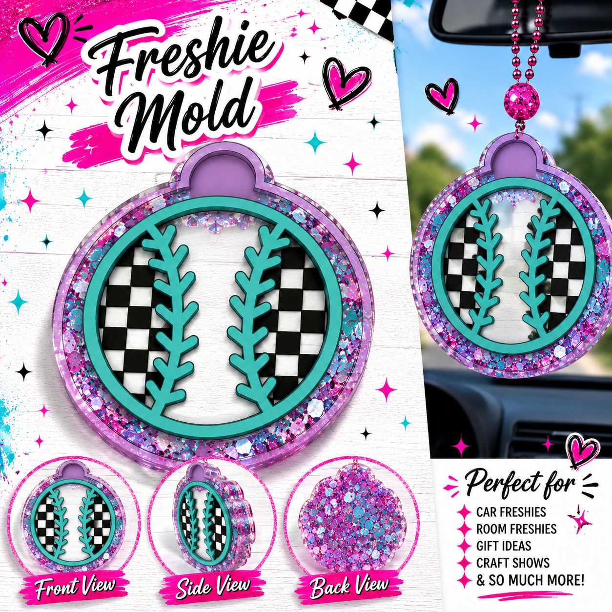 CHECKED BASEBALL/ SOFTBALL FRESHIE MOLD