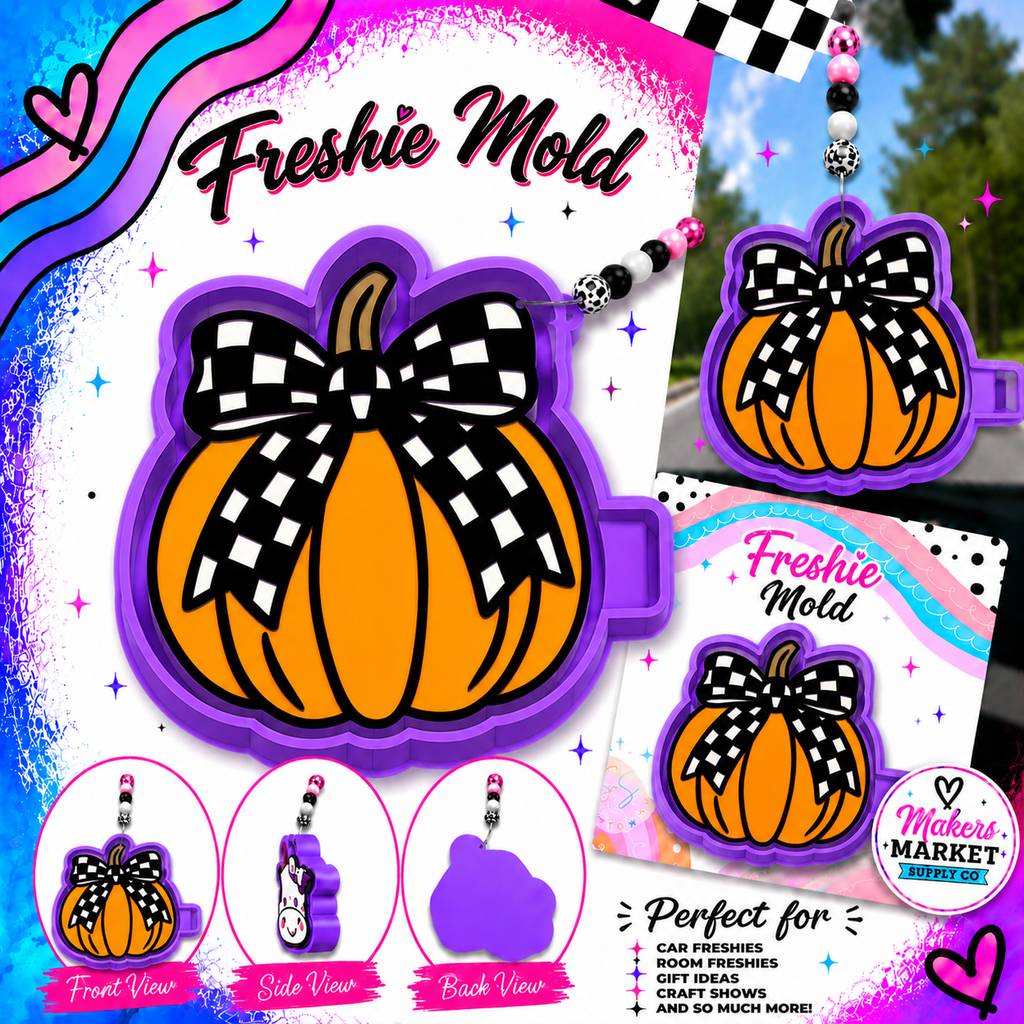 PUMPKIN WITH PLAID BOW  FRESHIE MOLD