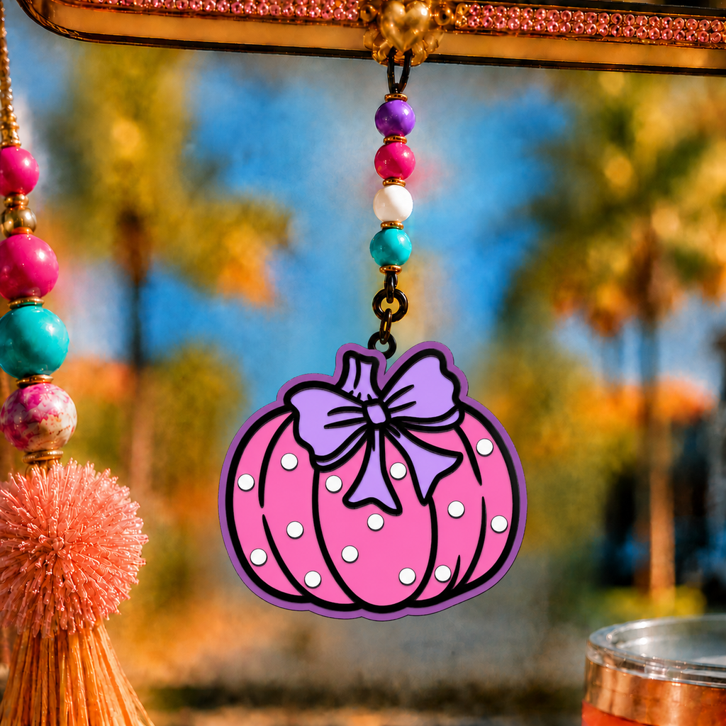 PUMPKIN WITH DOTS AND BOW  FRESHIE MOLD
