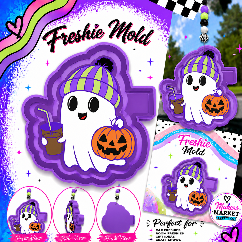 GHOST WITH COFFEE AND PUMPKIN FRESHIE MOLD
