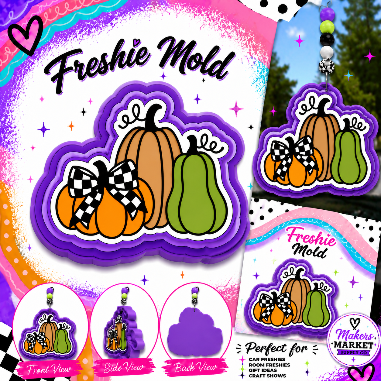 3 PUMPKINS  FRESHIE MOLD
