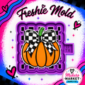 PUMPKIN WITH BOW ON CHECKED FRESHIE MOLD