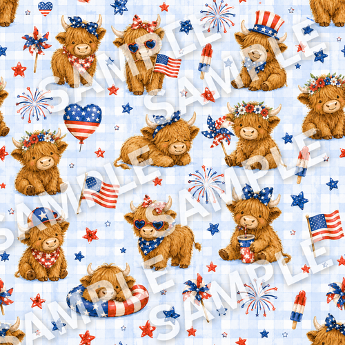 4th of July Highland Cows Vinyl