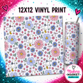 Blue with geese and flowers Vinyl