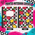 PENCILS AND APPLES ON CHECKERED printed note book cover