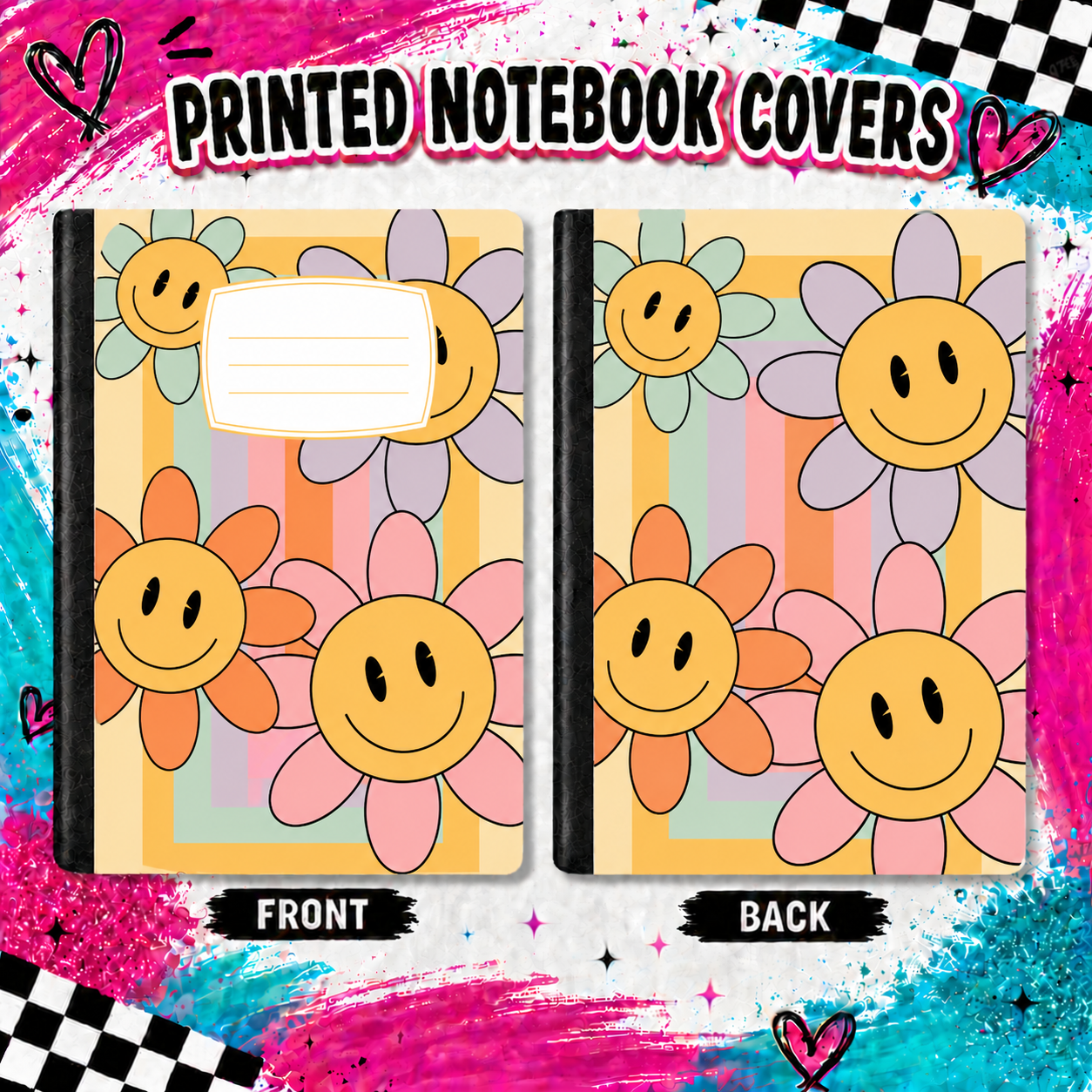SMILE FLOWERS printed note book cover