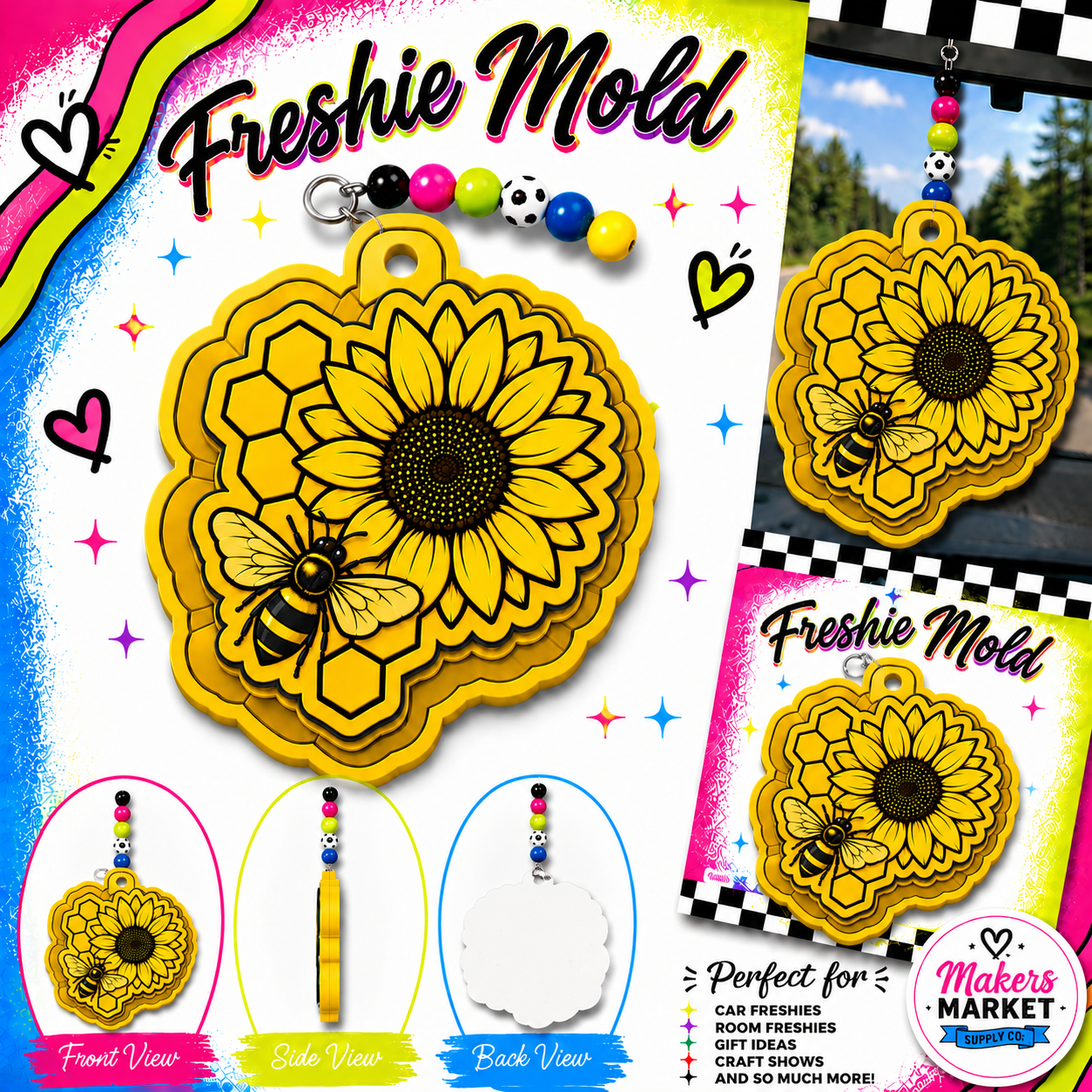 SUNFLOWER BEE HONEY COMB FRESHIE MOLD