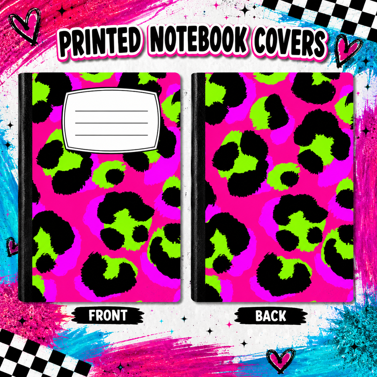 NEON LEOPARD  printed note book cover