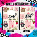 PINK FARM WITH COW printed note book cover